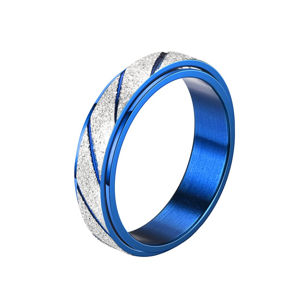 PAURO Women's Men's 2mm/4mm/6mm/8mm Sandblast Finish Lucky Worry Ring Band