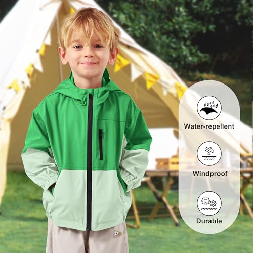 Image of Volunboy Toddler Boys Windbreaker Jackets Patchwork Lightweight Zip Hoodie Outerwear Fall Spring Windproof Hooded Coat