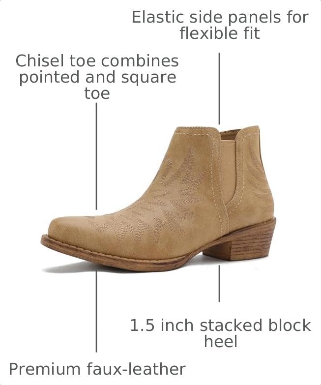 Image of GLOBALWIN Women's Cowgirl Boots Pull On Ankle Booties