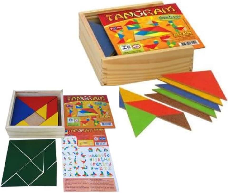 Jott Play Tangram - Jogo Educativo Multicolorido em Madeira, 70 Peças