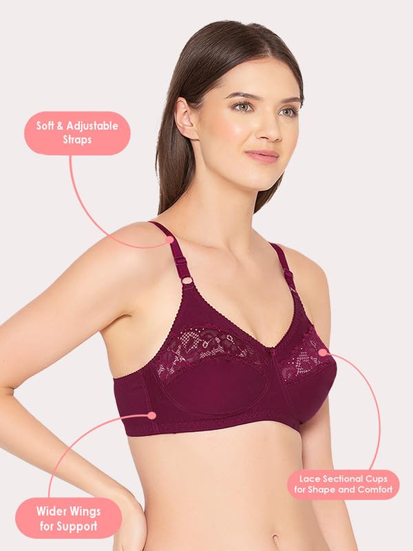 Image of Groversons Paris Beauty Women's Cotton, Full Coverage, Non-Padded, Non-Wired Bra (BR001)