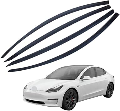 Fit for Tesla Model 3 2019 2020 2021 2022 2023 2024 2025 ZH Ultra-Sleek Carbon Fiber Window Rain Guards Side Window Sun Rain Deflector Visor Ultra-Thickened......