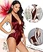 Avidlove Women Lingerie One Piece Teddy Deep V Jumpsuit Halter Bodysuit Bow Dec Nightwear Lace Outfit Sleepwear Pajamas, Wine Red, Medium
