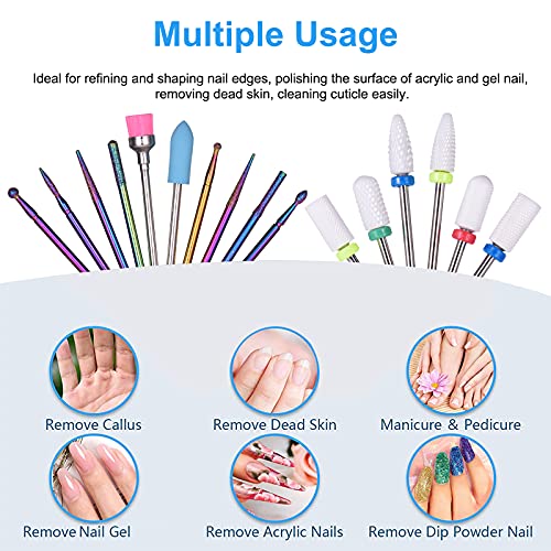 Homesen 16pcs conjunto de brocas de unha 3/32 '' de cerâmica de aço de tungstênio brocas de unha p