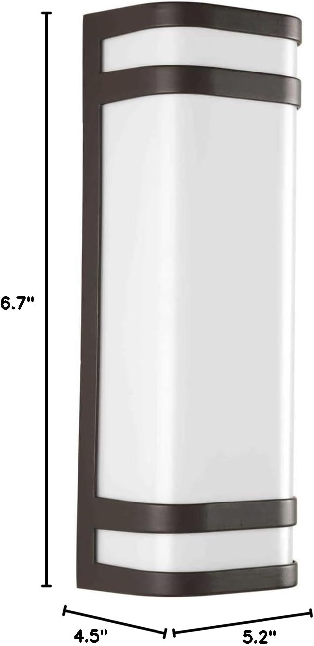 Progress Lighting Valera LED Collection 2-Light Matte White Acrylic Shade Modern Outdoor Large Wall Lantern Light Architectural Bronze