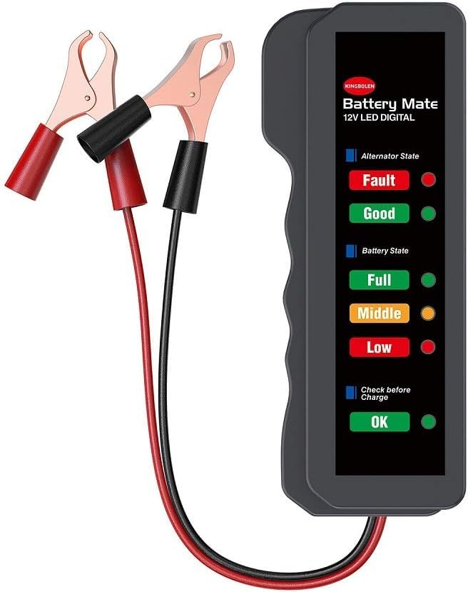 Quick Sense 12V Digital Battery Tester Alternator for Vehicles with 6 LED Lights(Battery Powered, Black)-image-3
