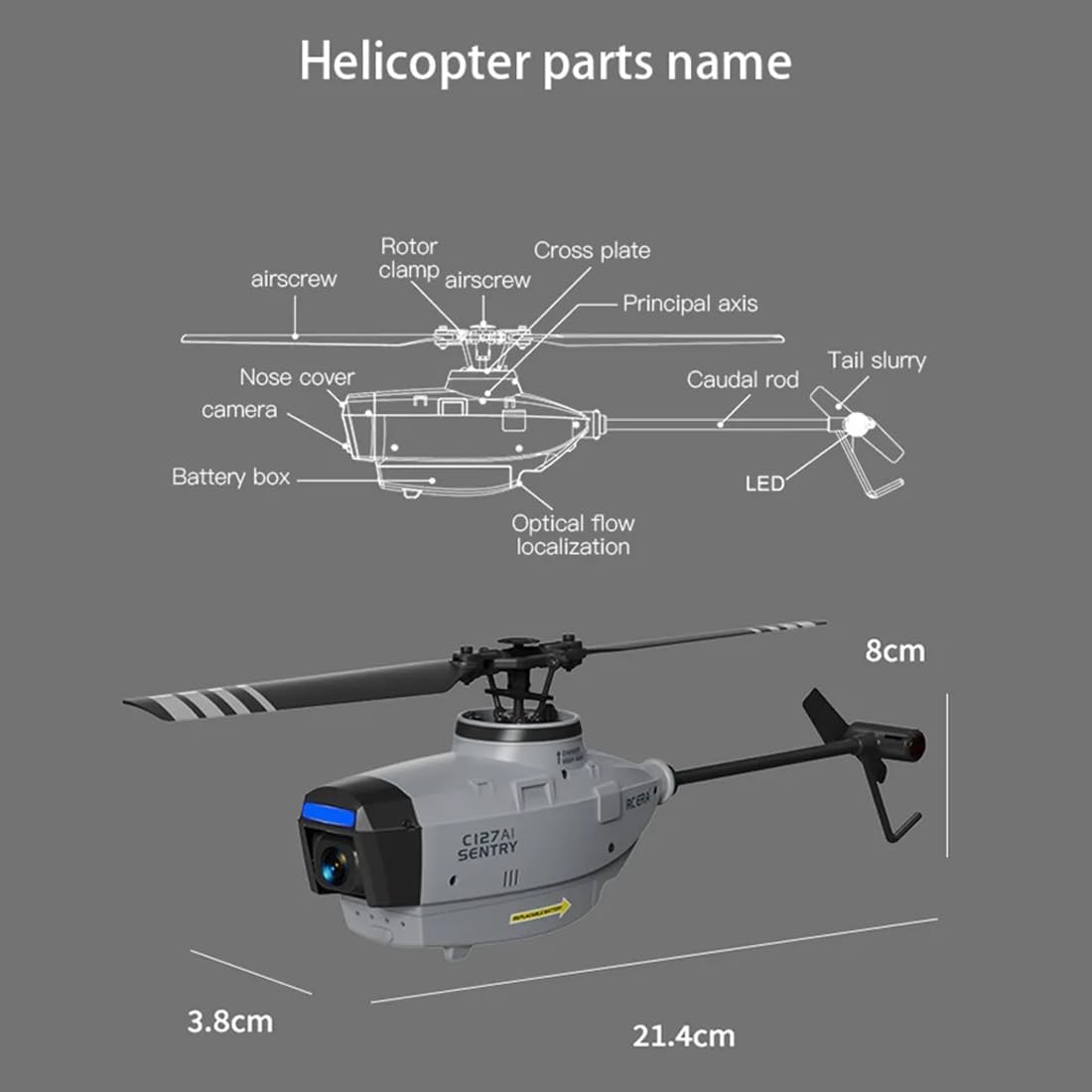 RC ERA C127AI RC Helicopter for Adults, Black Hornet with 1080p HD Camera 4CH Brushless Motors Optical Flow Positioning, Altitude Hold RTF Military Drone Aircraft