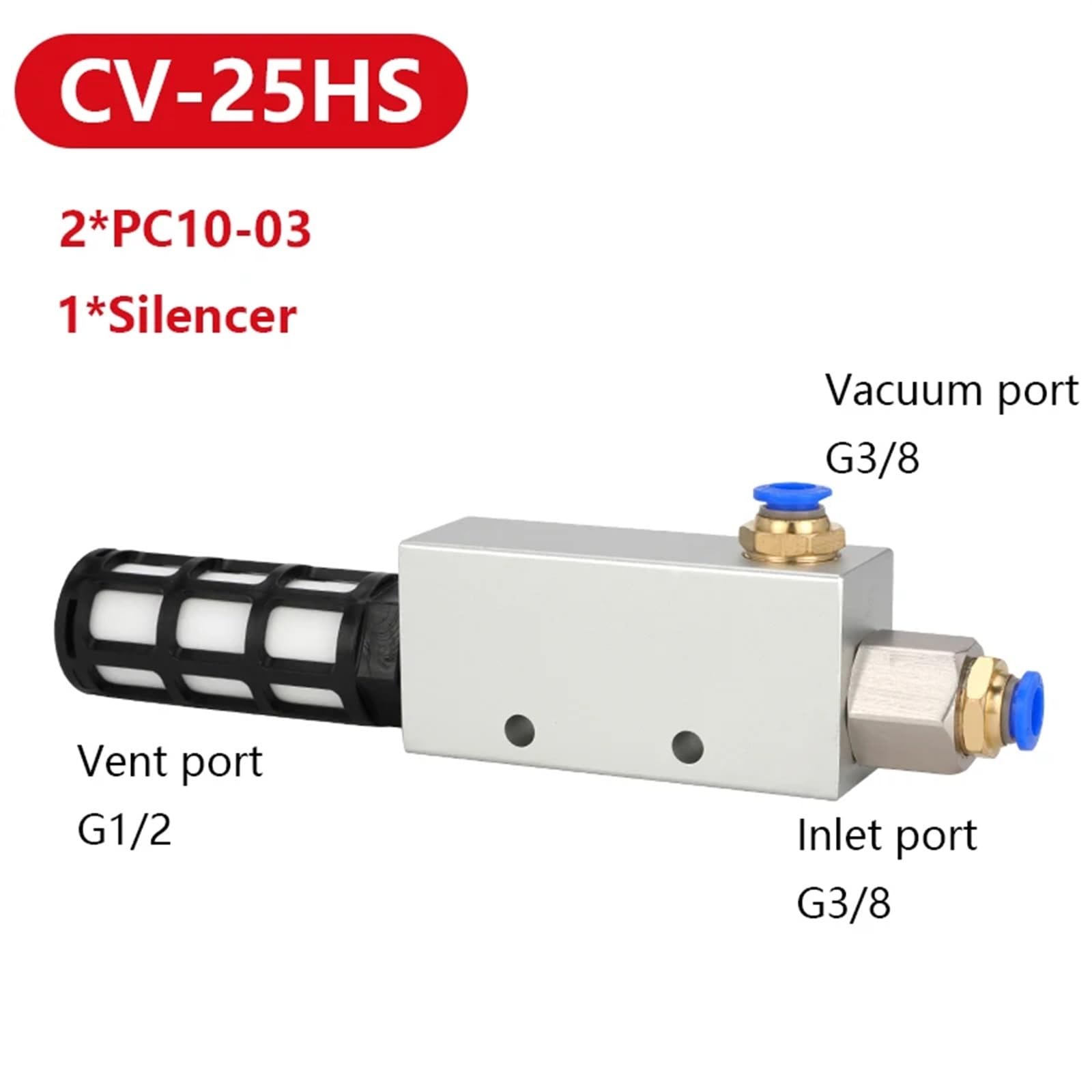 CV Vakuumgenerator Vakuumventil Pneumatischer Unterdruckschalter CV-10/15/20/25HS Robotersteuerungszubehör(CV-25HS PC10)