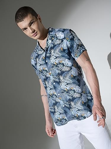Image of Hubberholme Men's Rayon Relaxed Fit Printed Half Sleeve Resort Shirt