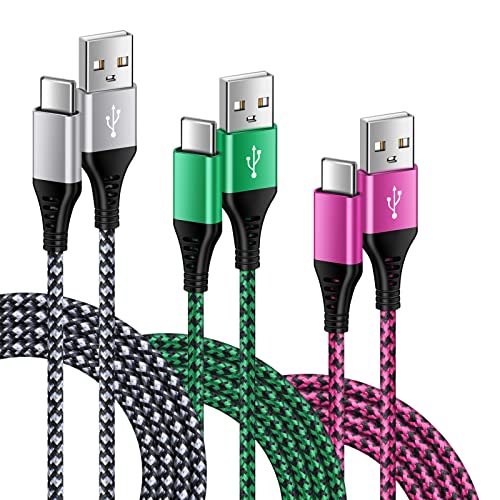 Ouorkee USB Type C to A Cable, [3Pack/9FT+6FT+6FT] 2.4A Fast Charging Long Android Charge Cable Phone Charger Braided Lead for Samsung Galaxy S23 S22 S21 S20 A13 A53 S10 Note 20 10 9 Moto