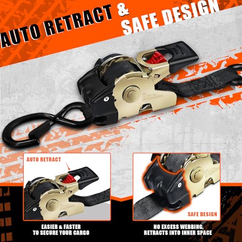 Sangle à cliquet rétractable 1" pour moto et cargaison de 6FT - 3