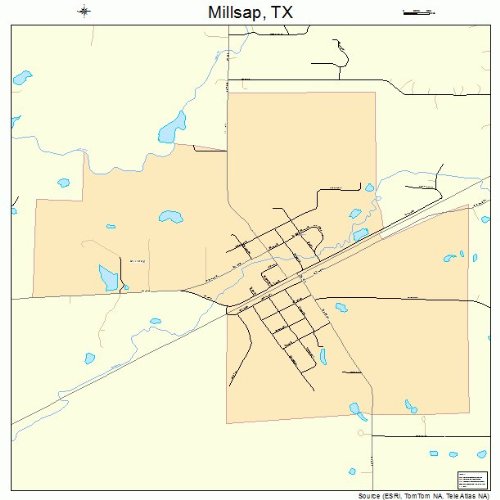 Large Street & Road Map of Millsap, Texas TX Printed poster size wall