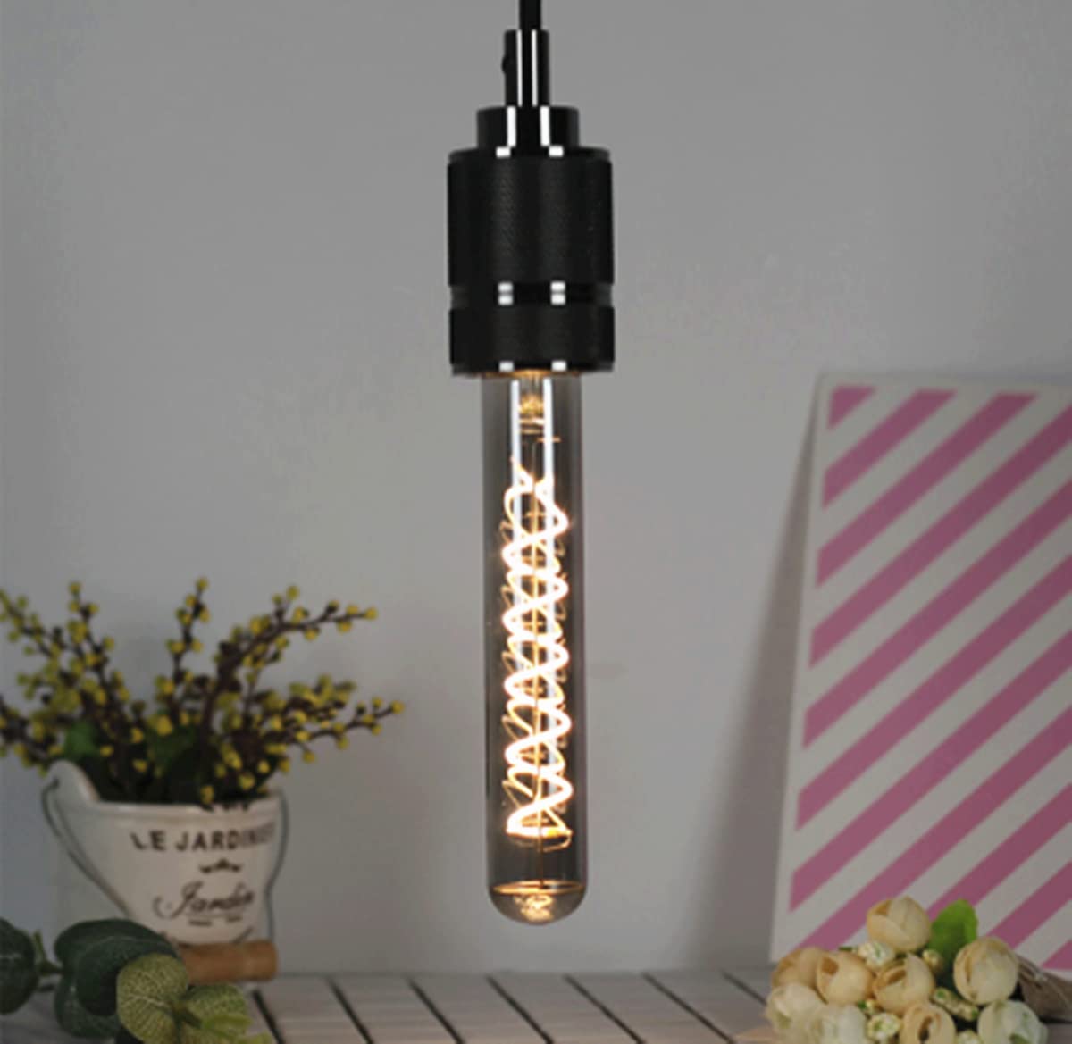 LED Edison Birne, Vintage Spiralfaden Glühbirne 4W E27 Sockel, Dekorative Glühbirne aus rauchgrauem Glas für Hochzeit im Schlafzimmer (2 Packung, T185)