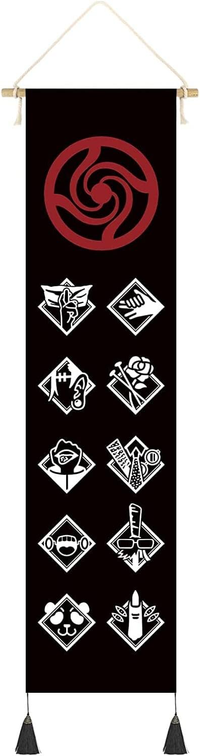 CosplayStudio High-Quality Jujutsu Kaisen Fabric Roll Picture Kakemono 130 x 33 cm Includes Hooks Jujutsu by Yuji Gojo Panda etc.