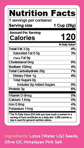 Lotus Pops - Popped Lotus (Water Lily) Seed Snacks – Low Calorie Gluten Free And Vegan Snacks | Plant Protein | Roasted Not-Fried | Paleo | Grain Free | Non Gmo Certified | (Pink Salt 4 1Oz Packs) #TOP3