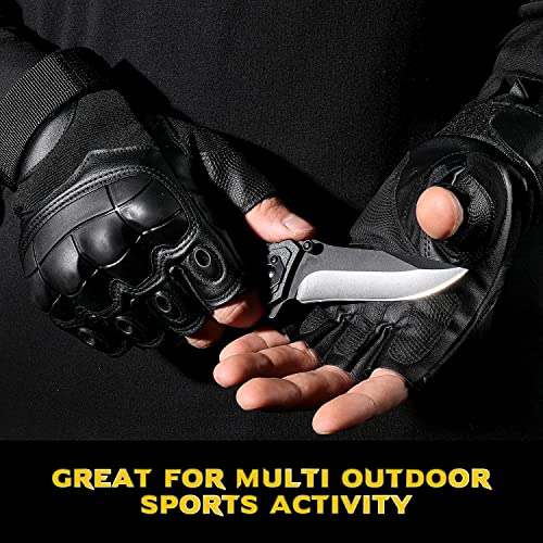 Image of Riding Gloves for Men Bike Riders - Special Tactical Gloves with Rubber Knuckle Punch | Non-Slip Half Finger with Firm Padding Motorcycle Gloves (XL, Black) (XL)