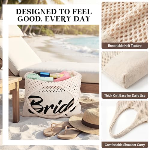 Bolso Tote Personalizado de Crochet para Playa Beige miniatura 4