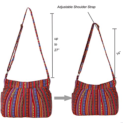 Image of Casual Large Durable Fabric CrossBody Hobo Shoulder Messenger Travel Purse Wallet Handbag Tote Bag