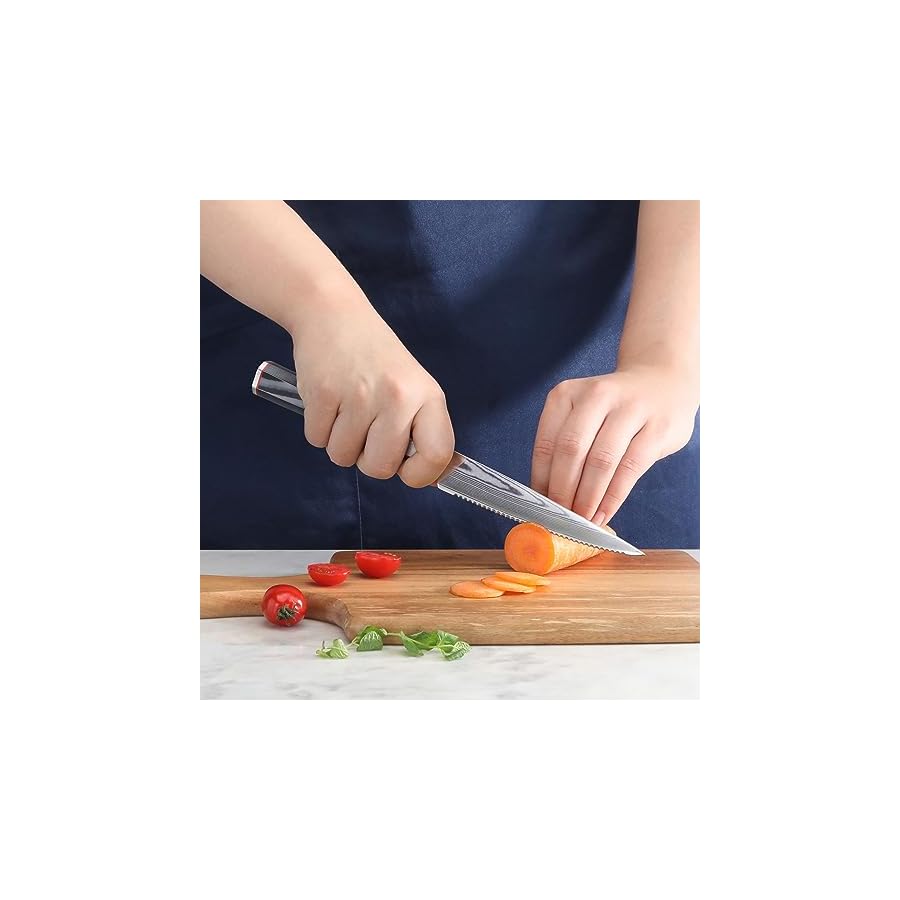 Cangshan-YARI-Series-X-7-Damascus-Steel-5-inch-Serrated-Utility-Knife-with-Sheath Cangshan YARI Series X-7 Damascus Steel 5-inch Serrated Utility Knife with Sheath