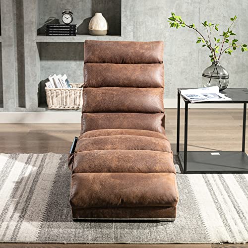Homsof Armless Chaise Lounge Indoor Chair With Massage, Modern Long Lounger With Metal Legs For Office Or Living Room, One Size, Coffee #TOP2