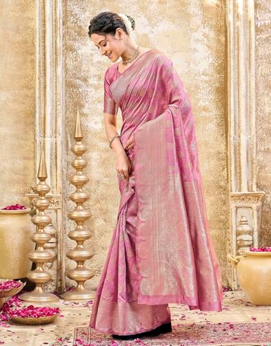 Image of SIRIL Women's Silk Jacquard Banarasi Saree With Unstitched Blouse Piece