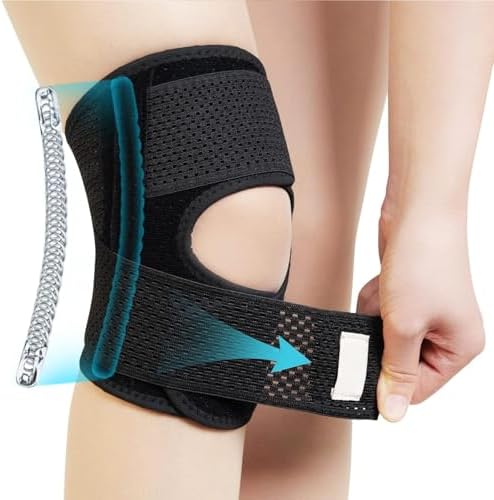 FSFLOYOM Kniebandage Meniskus für Damen und Herren, kniebandage meniskus, Knieschmerzlinderung, Kniebandage verstellbare Arthritis, Laufen, Meniskusriss, Wandern, Sport(L)