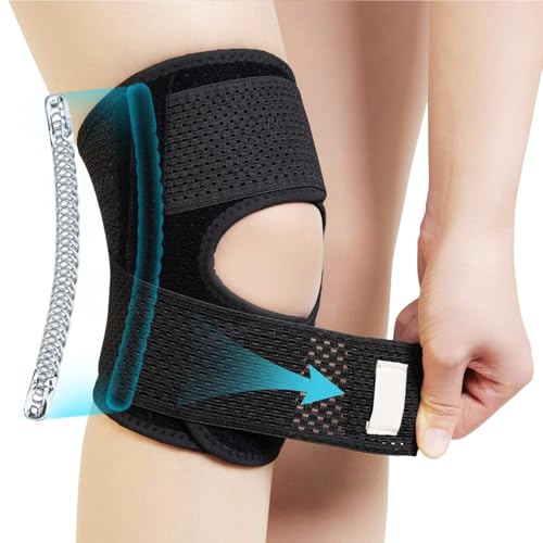 FSFLOYOM Kniebandage Meniskus für Damen und Herren, kniebandage meniskus, Knieschmerzlinderung, Kniebandage verstellbare Arthritis, Laufen, Meniskusriss, Wandern, Sport (M)