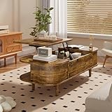Maître du Rangement: Sous le plateau, découvrez un compartiment spacieux (44x43x17cm) idéal pour magazines, livres, télécommandes et désordre quotidien, assurant un plateau net. Deux compartiments semi-ouverts latéraux, équipés de portes coulissantes, offrent une flexibilité d'affichage ou de dissimulation. Rangez l'essentiel et le désordonné dans l'espace caché, exposez ornements ou plantes dans les sections ouvertes
