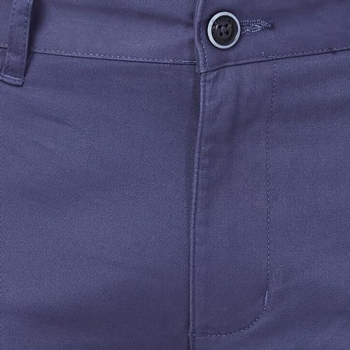 Image of Parx Low Rise Tapered Fit Cotton Blend Solid Pattern Flat Front Casual Trouser