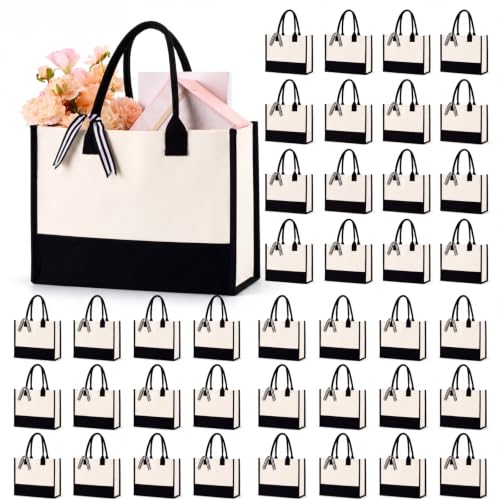 Image of Sweetude Canvas Tote Bags for Women Classic Initial Beach Bags with Handles Sublimation DIY Blank Personalized Tote