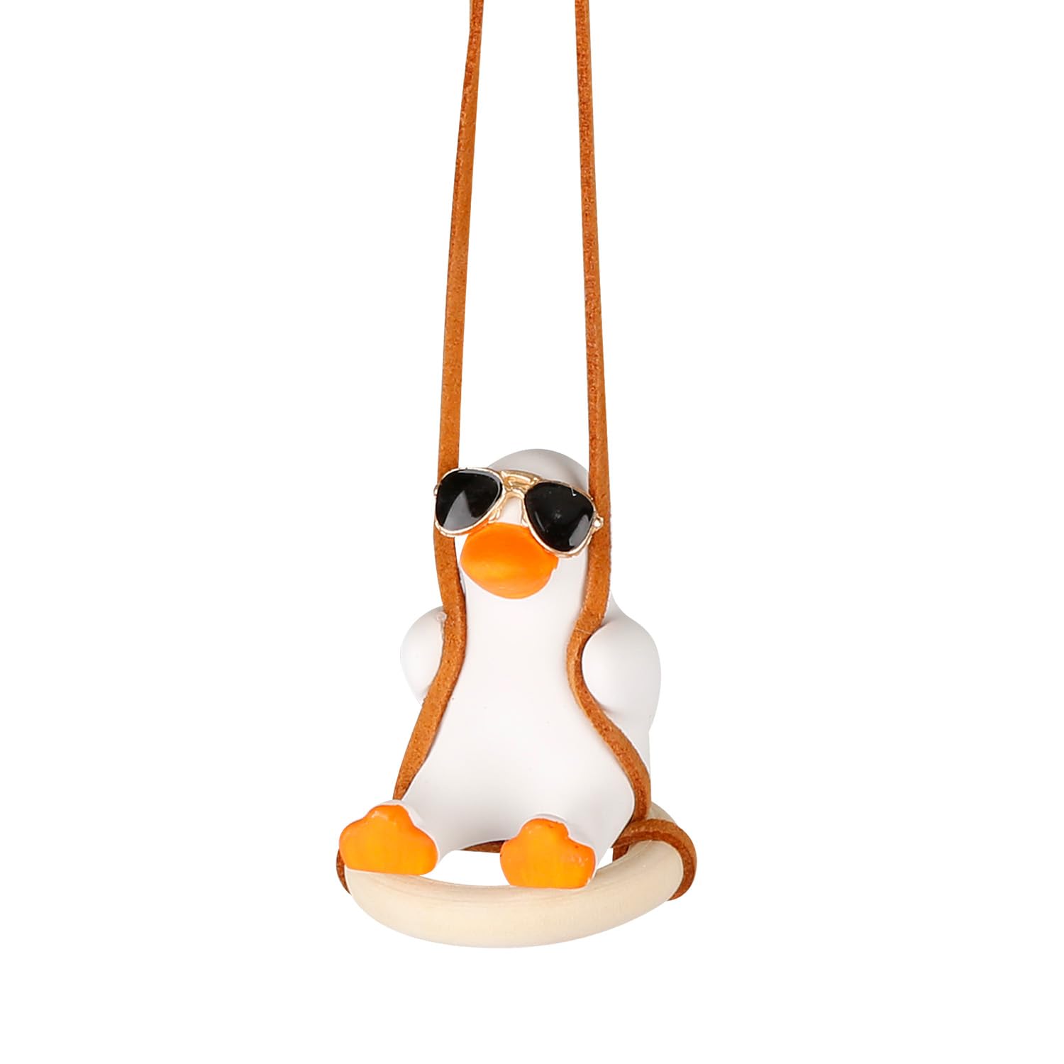 Hopzab Swinging Duck Car Pendant, Cute Flying Duck Rearview Mirror Ornament, Anime Car Interior Decoration, Vehicle Hanging Accessories