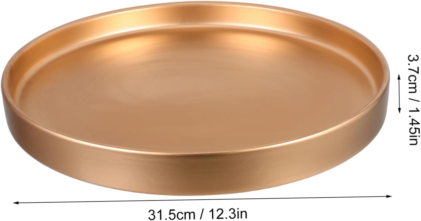 Ceramic Plant Saucer Round Gold Flower Pot Tray for Efficient Water Drainage Sturdy and Multifunctional Design for Use for Plant Care