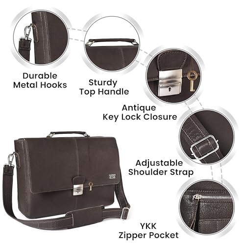 Image of LEATHER VILLAGE Leather Messenger Bag for Men, Handmade Laptop Briefcase