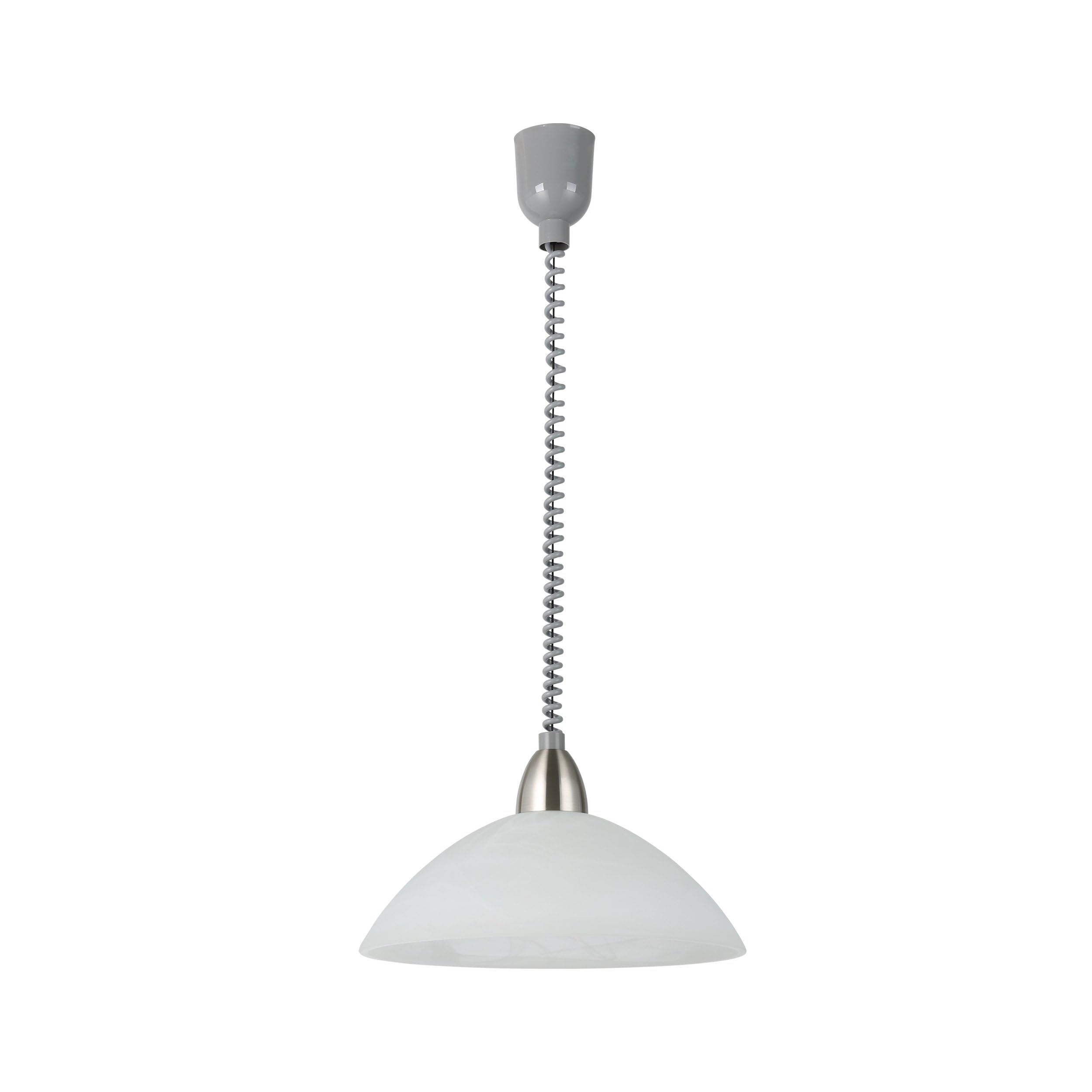 Lampadario Regolabile Eglo Lord 2 - Sospensione Classica In Metallo, Vetro Alabastro, Altezza Regolabile 65-110 Cm