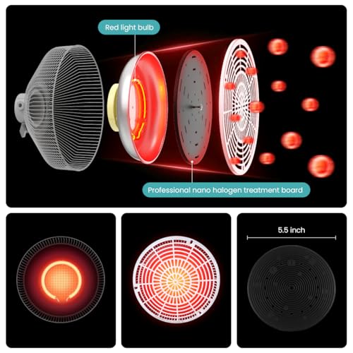 Image of YUNCHI 2 in 1 TDP Infrared Red Light Therapy with Base, 275W 2 in 1 Infrared Heat Lamp Device