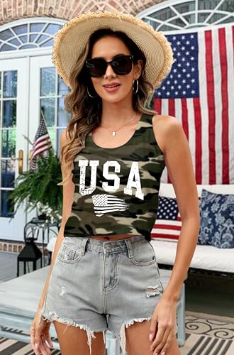 Image of Ithalt Womens American Flag Shirts 4th of July Outfits USA T-Shirt Patriotic Tank Shirt Fourth of July Sleeveless Tops
