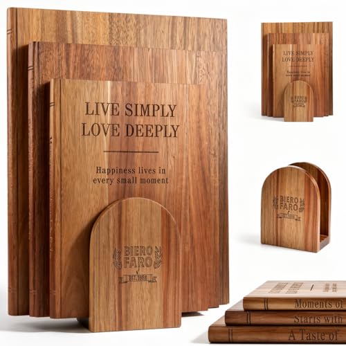 Set de 3 tablas de cortar de madera Acacia con soporte miniatura 1