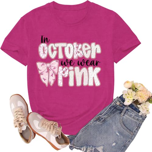 sallrue Breast Cancer Shirts for Women Pink Ribbon Awareness T-Shirt by sallrue - Used condition - US$13.83