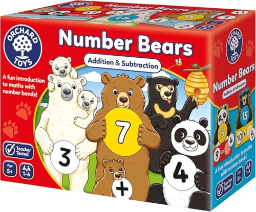 Image of Orchard Toys Number Bears Math Learning Game | Counting Addition Subtraction for Ages 5+ | Educational Board Game | Teacher Tested Learning Tool