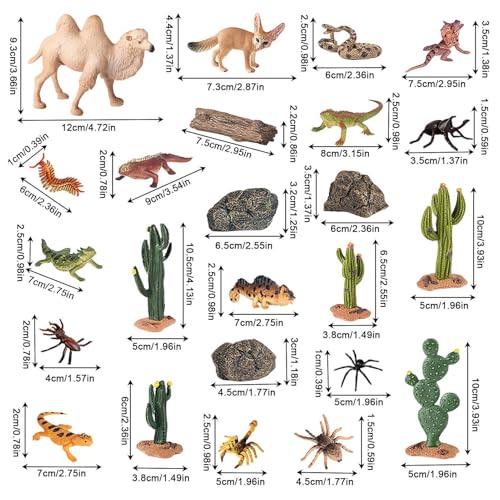 Animales del desierto en miniatura con plantas de juguete, pack de 24 piezas para decoración 6