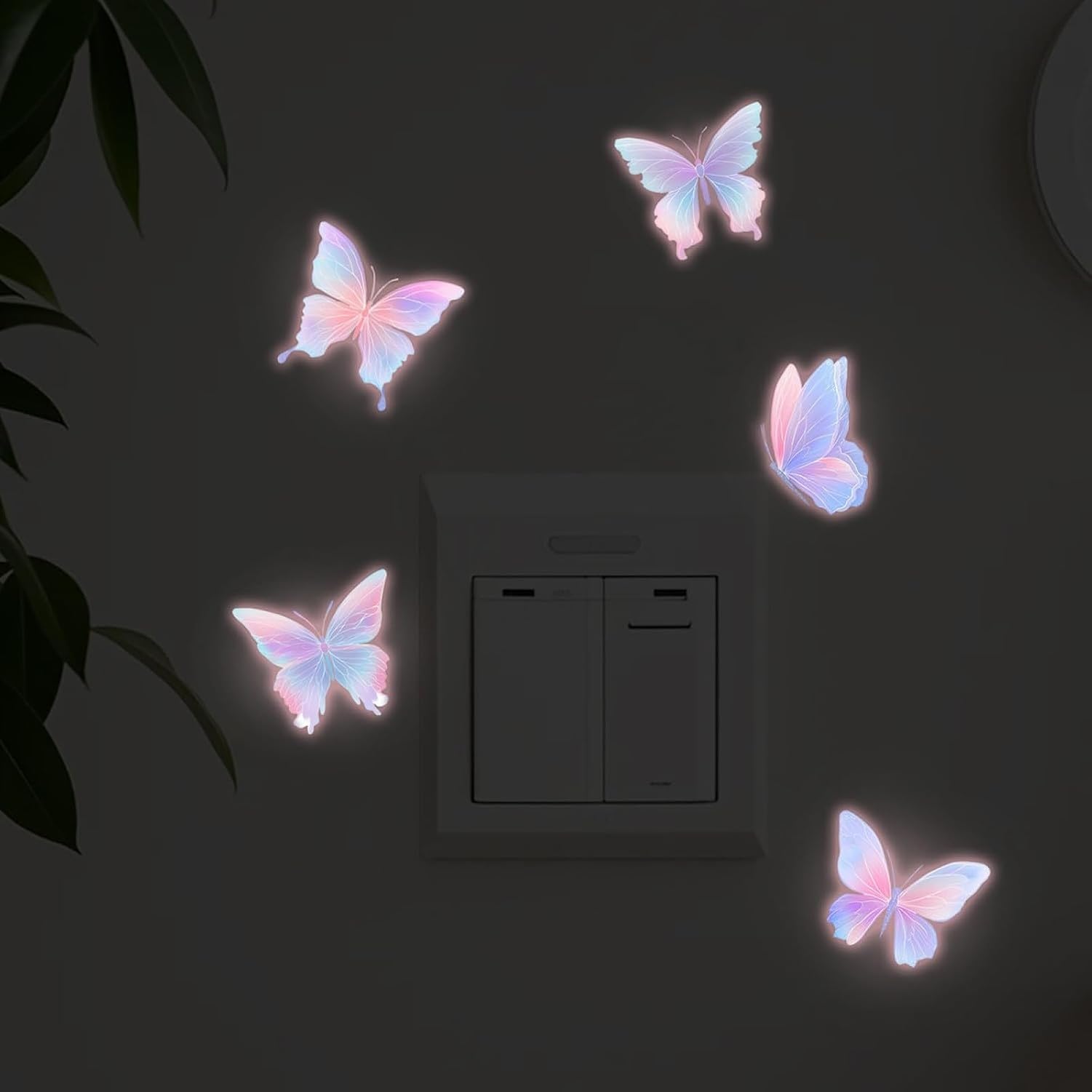 Naklejki ścienne fluorescencyjne motyl dekoracja do sypialni, samoprzylepne ozdoby na ścianę, naklejki do pokoju dziecka, salonu, biura, 2pcs, 2pcs