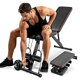 362,9 kg verstellbare, faltbare Hantelbank mit Widerstandsbändern, Neigungsneigung, flaches Workout-Bankdrücken mit Beinverlängerung und Preacher-Pad, Mehrzweck-Sit-Up-Trainingsbank für Zuhause