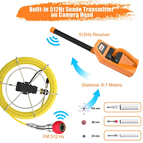 Anysun Sewer Camera With Locator, Pipe Camera With 512Hz Sonde Transmitter And Receiver, Ip68 Waterproof Industrial Plumbing Endoscope Drain Snake Cam With 7" Lcd Monitor, 8G Sd Card (100Ft/30M Cable) #TOP4