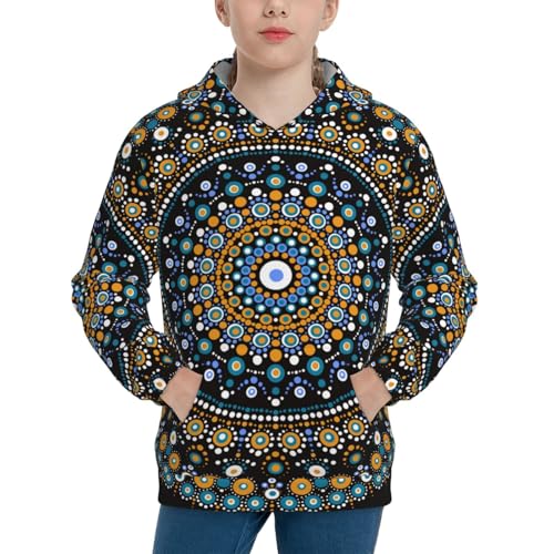 Dot Mandala Kids Pullover Hoodies Boys Sweatshirts Girls Athletic Clothes with Pocket