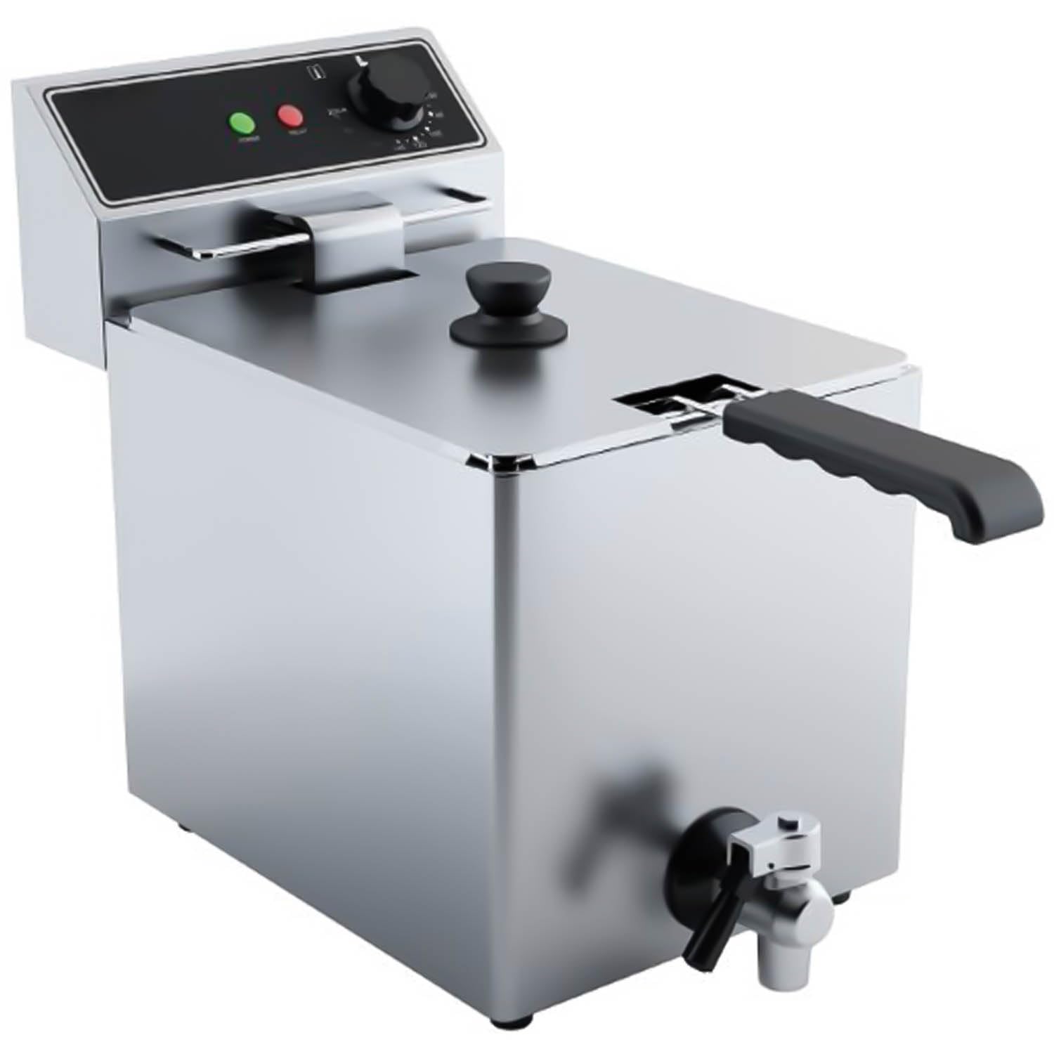 Gastro Elektro-Fritteuse 8 Liter 3000 Watt mit Ablasshahn, Edelstahl, herausnehmbares Heizelement