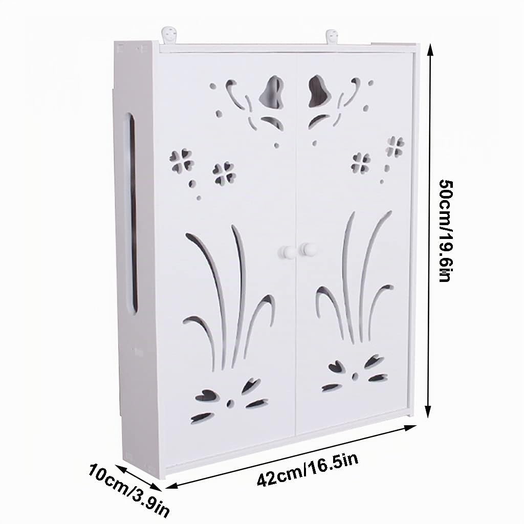 Wandmontierte Routerhalterung Schwimmende Regale WiFi Aufbewahrungsbox Hider Router Rack Desktop Aufbewahrungsbox Wandmontierte TV Set Top Box (Color : White-B, Size : 50x42x10cm)