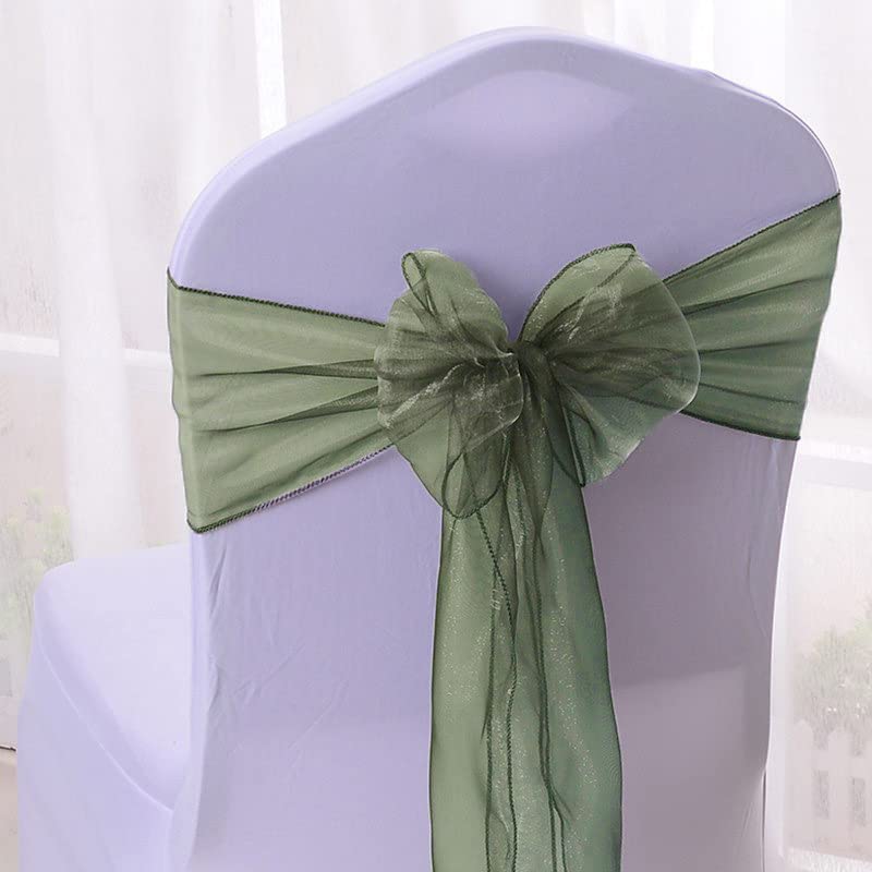 GreatRise Lot de 25 nœuds de chaise en organza - Pour mariage, anniversaire, fête - Vert foncé