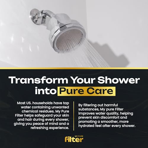 Shower With Internal Filter – High-Pressure Water Softener for Hard Water – Leaves Hair Feeling Fresh and Easy to Comb – Silver – Includes Replaceable Filter and Easy-Install Kit – My Purefilter