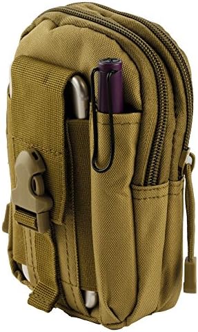 Google Pixel 2 / Pixel 2 XL Pouch - Tactical EDC MOLLE Utility Gadget Holder Pack Belt Clip Waist Bag Phone Carrying Holster - (Khaki) and Atom Cloth for Google Pixel 2 / Pixel 2 XL