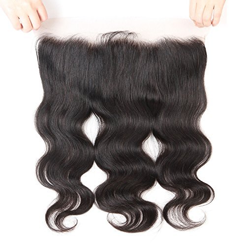 SUPERNOVA 13x4 Body Wave Lace Frontal 100% Unprocessed Human hair Ear To Ear body wave Lace Frontal Closure With Baby Hair Natural Black Color (14 inch)